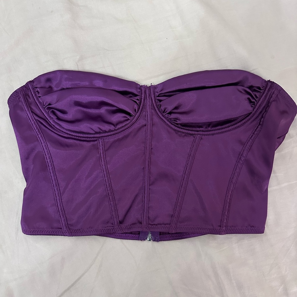 Purple Strapless Bustier Top